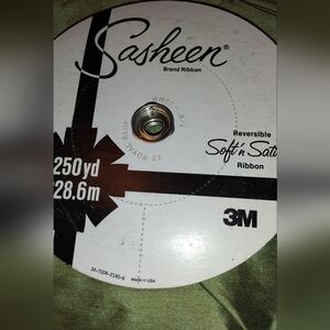 Partial spool of Vintage Sasheen 12 Royal Blue Ribbon 3/4 in width